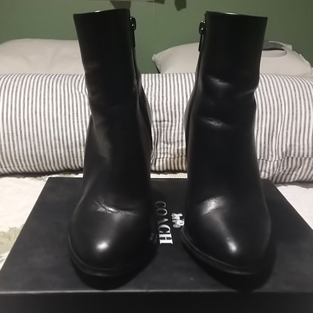 Coach Jemma Ankle Boots Black Heels Size 7